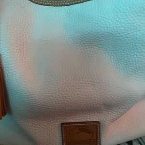 Dooney & Bourke Cream and medium brown Leather trim hobo / Shoulder Bag
